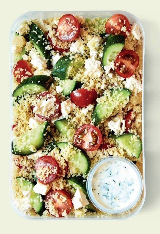 Couscous, tomato, cucumber & feta salad