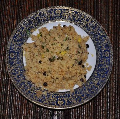 Couscous with coriander, lemon and currants (For stuffing a chicken or not, as you please)