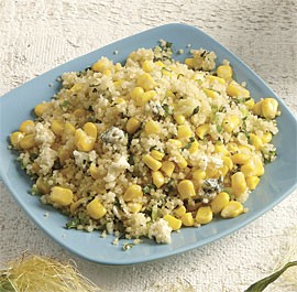 Couscous with corn and blue cheese