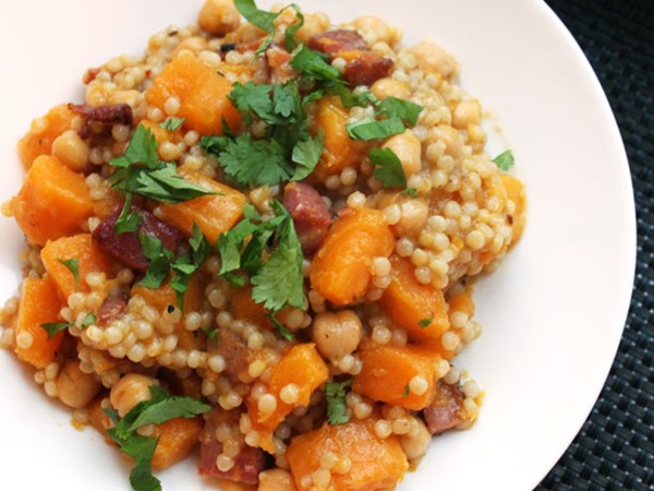 Couscous with crispy pancetta and butternut squash