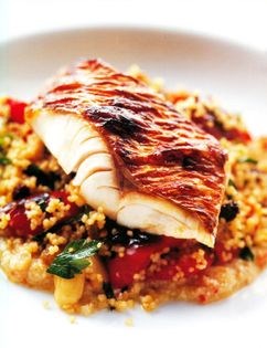 Couscous with fish and coconut sauce