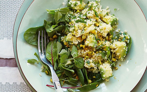 Couscous with pistachios and avocado
