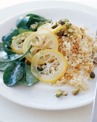 Couscous with red lentils and easy preserved lemons