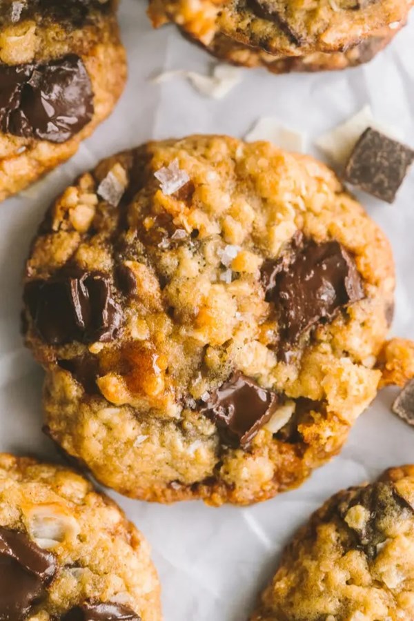 Cowboy cookies with salted cereal brittle
