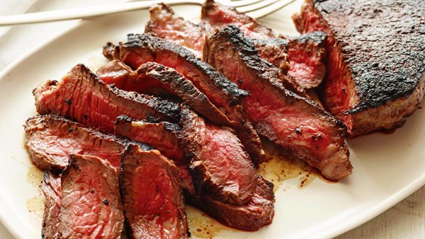 Cowboy steak with coffee and ancho rub
