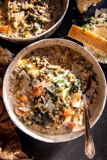 Cozy wild rice and orzo chicken soup