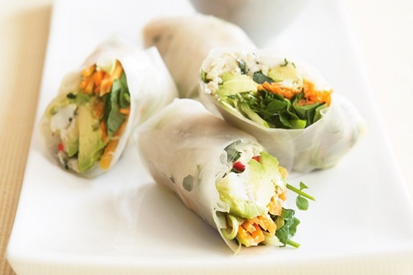 Crab & avocado rice paper rolls