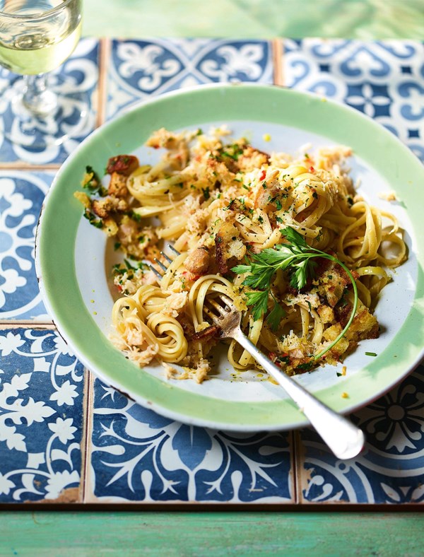 Crab & lemon linguine with pangrattato