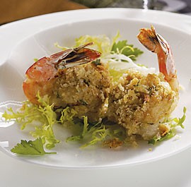 Crab & scallion stuffed shrimp