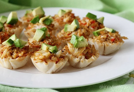 Crab and avocado phyllo bites