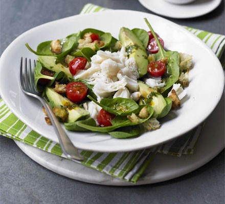 Crab and avocado salad with pepper lime dressing