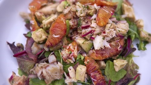 Crab and blood orange salad