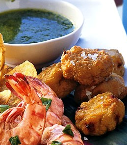 Crab and chorizo fritters
