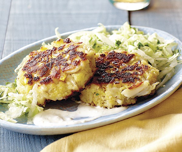 Crab and corn cakes with lime sour cream
