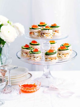 Crab and cucumber cocktail sandwiches