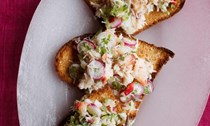Crab and cucumber toasts