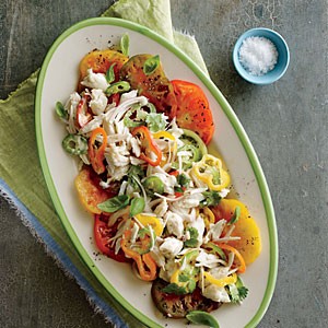 Crab and heirloom tomato salad