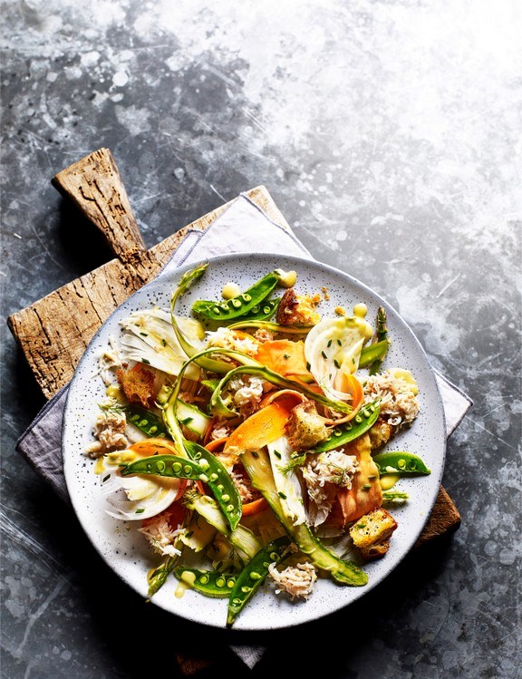 Crab and shaved asparagus salad