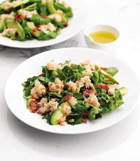 Crab, avocado and bacon salad