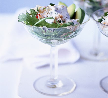 Crab, avocado and lime cocktails