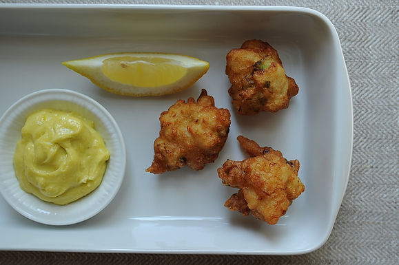 Crab beignets with aïoli dipping sauce