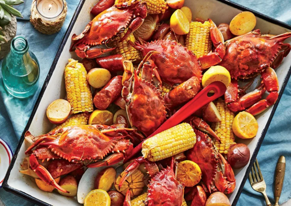 Crab boil with beer and Old Bay