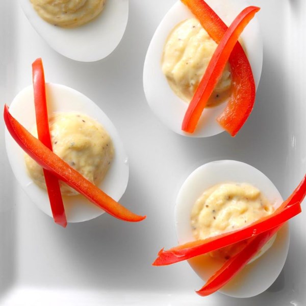 Crab cake deviled eggs