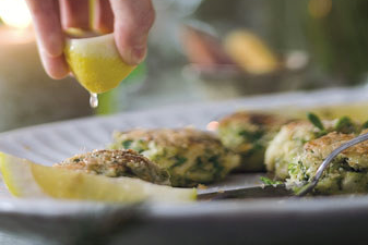 Crab cakes with herb salad