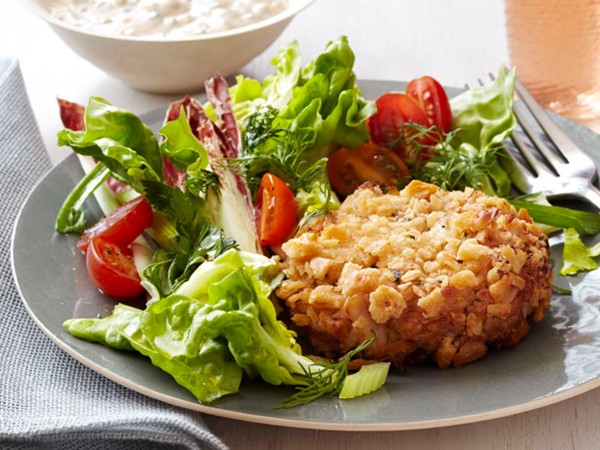 Crab cakes with herb salad
