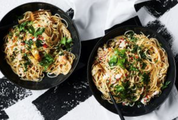 Crab, chilli and white wine spaghettini