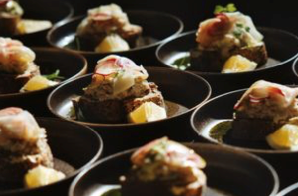 Crab crostini with radish salad