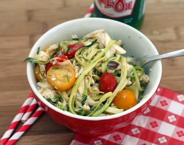 Crab-feta zoodle salad
