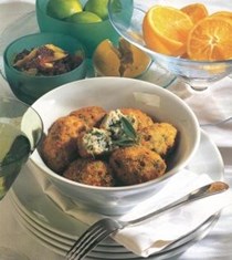 Crab fritters with lime and ginger chutney