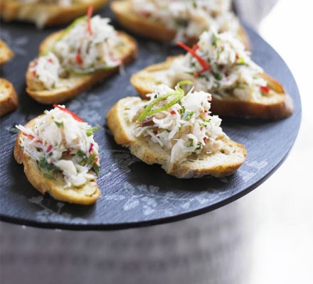 Crab, lime and chilli toasts