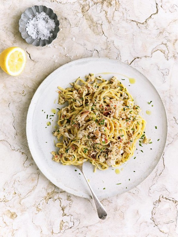 Crab linguine with lemon & chilli