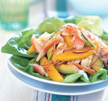 Crab, mango, and avocado salad with citrus dressing