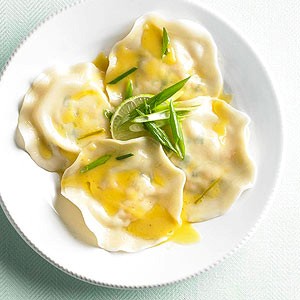 Crab ravioli with citrus sauce