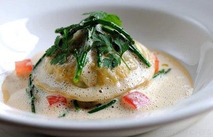 Crab ravioli with crab sauce
