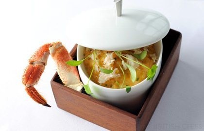 Crab risotto with crème fraîche and chives