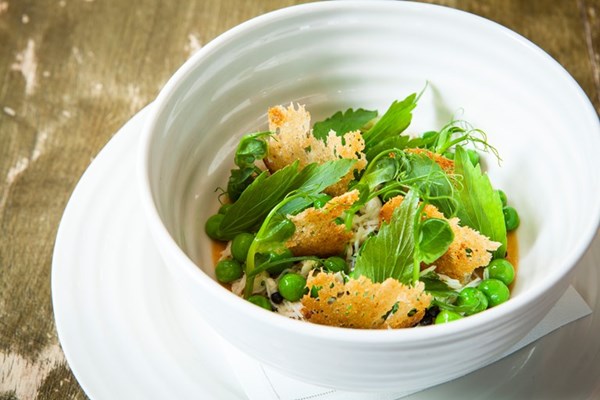  Crab royale with peas and lovage