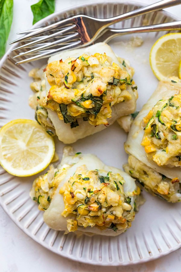Crab stuffed flounder