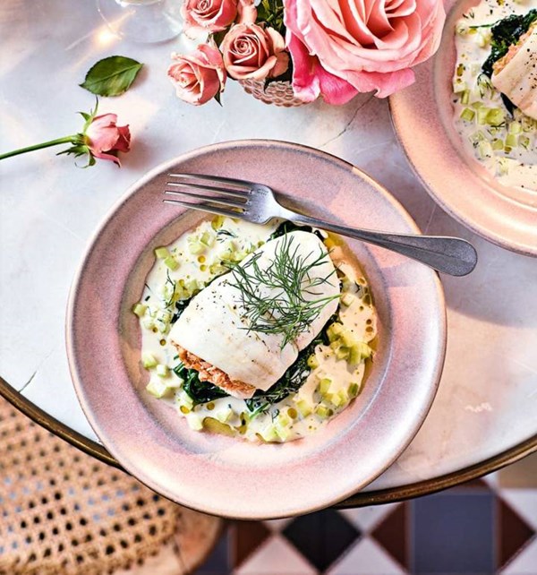 Crab-stuffed plaice with cucumber cream sauce [Tristan Welch]