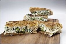 Crab-Swiss melt with asparagus