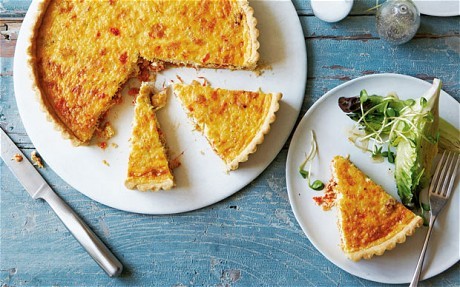 Crab, tomato and saffron tart