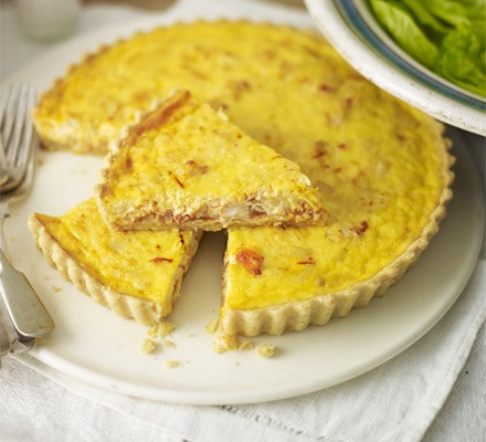 Crab, tomato and saffron tart