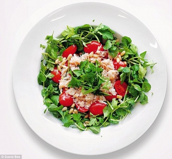 Crabmeat, cherry tomatoes and watercress