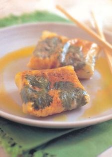 Crackling rice-paper wrapped fish