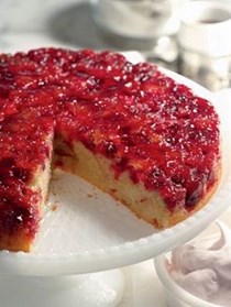 Cran-raspberry upside-down cake