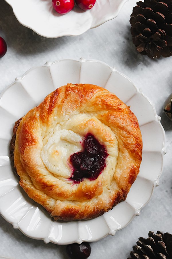 Cranberries and cream Danish