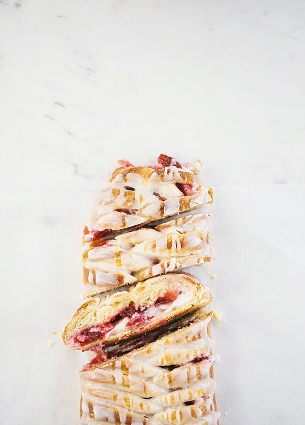 Cranberries and cream Danish braid